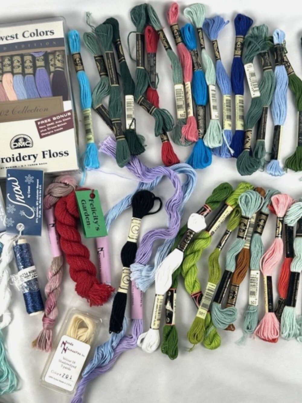 Various Embroidery Floss Thread Lot Of 70+ Cross Stitch DMC Weeks Dye Caron